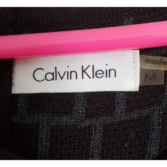 Calvin Klein Gray On Black Animal Print Sleeveless Sheath Dress Size Medium - Picture 2 of 7